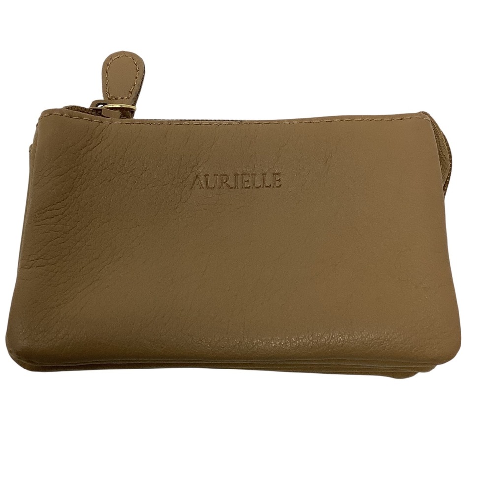 Aurielle Coin Pouch Women Small Tan‎ Leathe Zip Minimalist Classic